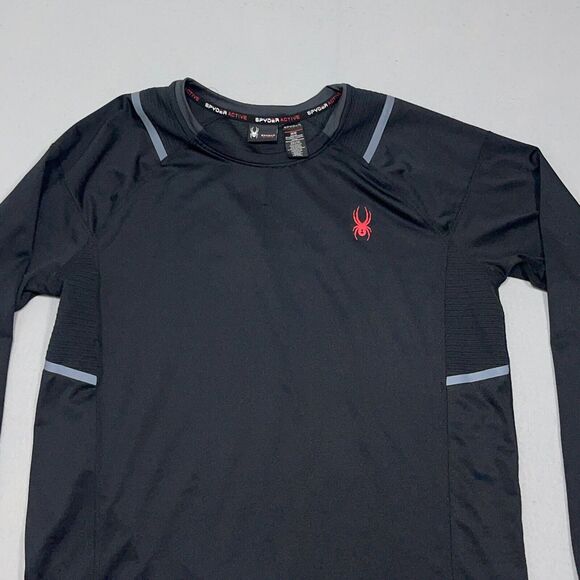 SPYDER Active Pro Web Baselayer Shirt Men's Medium Long Sleeve Crewneck Black - Picture 2 of 10